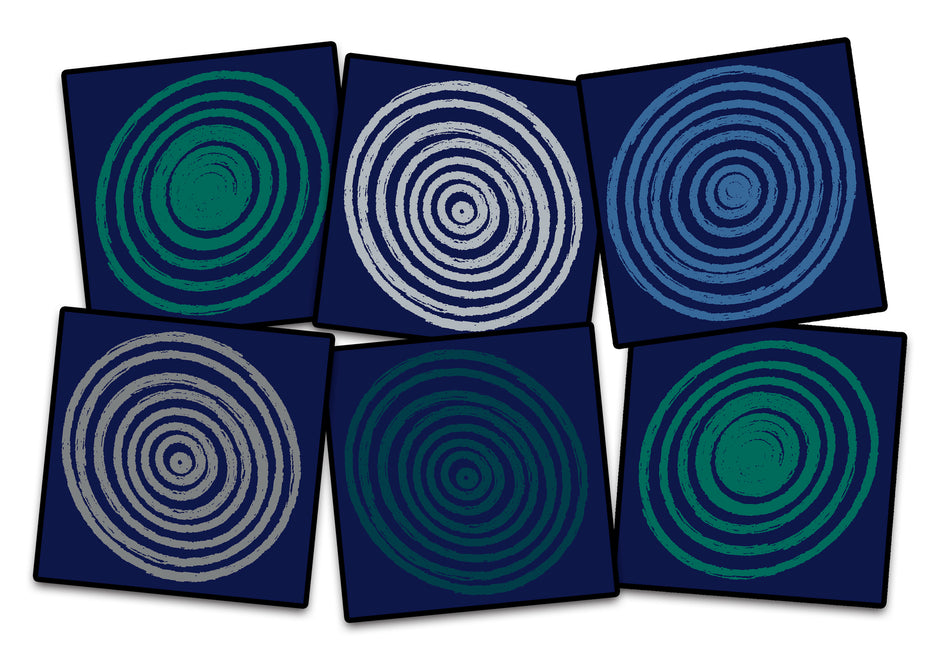 CIRCLES COOL (SET OF 6) SQUARE CARPETS 15" X 15"