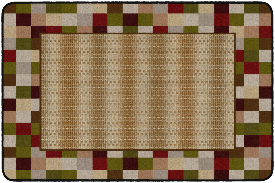BORDER BLOCKS BRICK RECTANGLE CARPETS 4' x 6'
