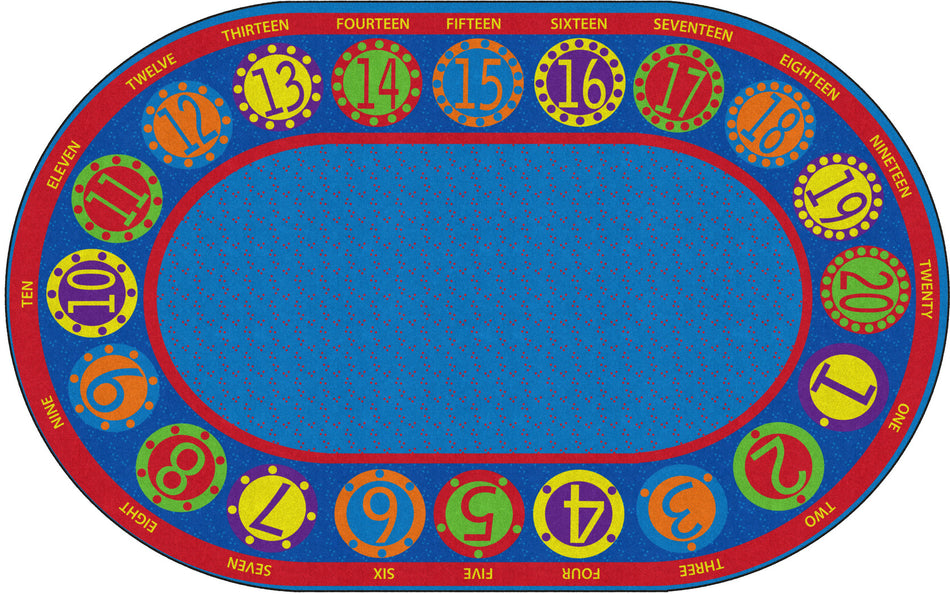 NUMBER CIRCLES OVAL CARPETS 7'6 x 12'
