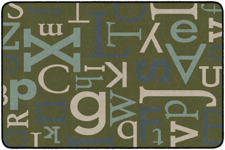TEXT TEAL RECTANGLE CARPETS 4' X 6'