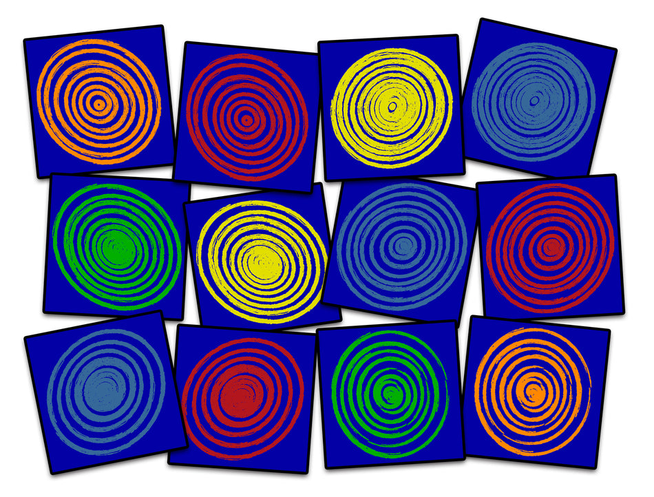 CIRCLES PRIMARY (SET OF 12) SQUARE CARPETS 15" X 15"
