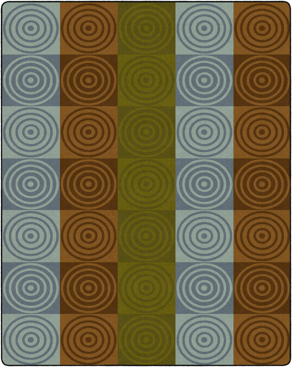 BULLSEYE BLOCKS EARTH TONE RECTANGLE CARPETS 10' 6" X 13' 2"