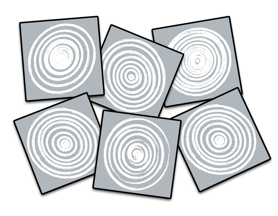 CIRCLES GREY (SET OF 6) SQUARE CARPETS 15" X 15"