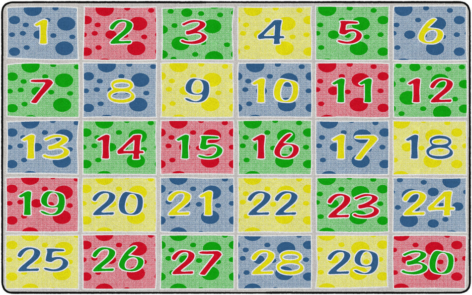 NUMBER SPOTS SOFT PRIMARY (Seats 30) RECTANGLE CARPETS 7'6X12