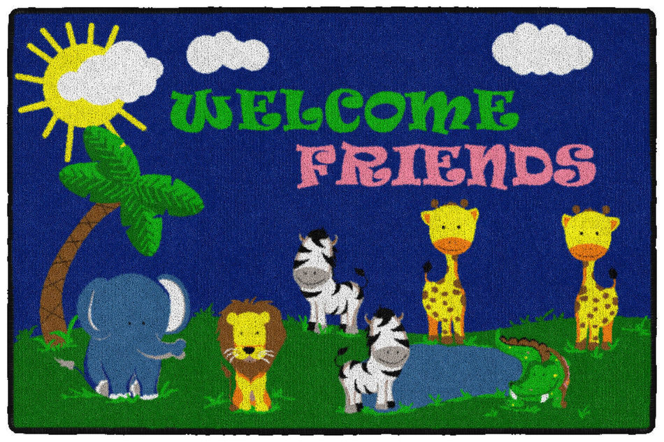 WELCOME MAT - FRIENDS SAFARI RECTANGLE CARPETS 2' x 3'