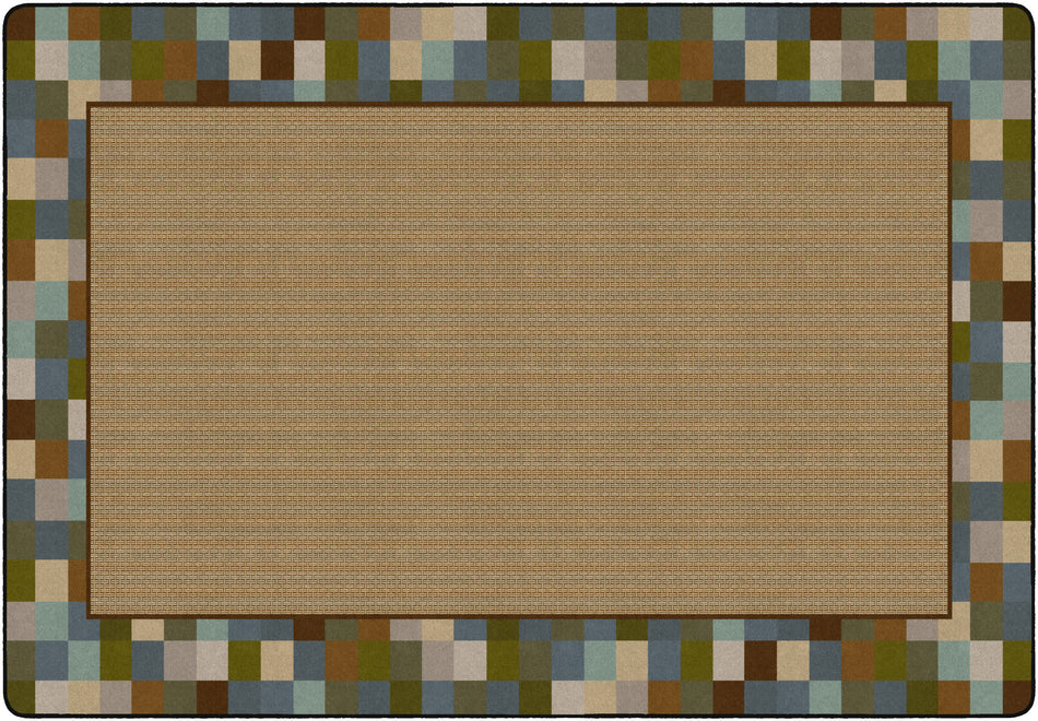 BORDER BLOCKS TEAL RECTANGLE CARPETS 8'4" X 12'