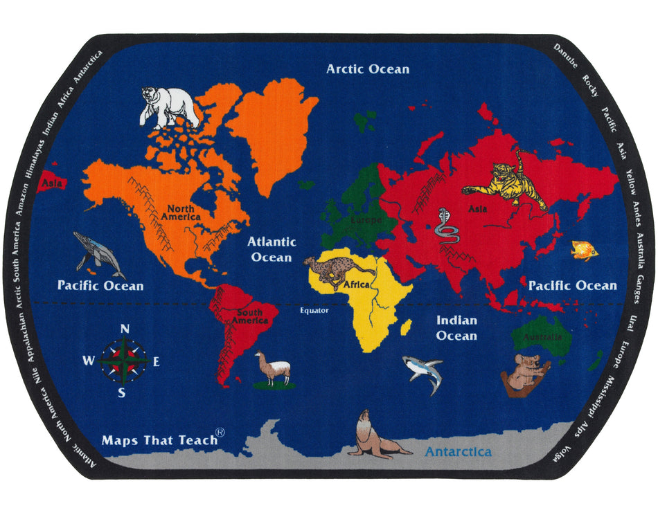 MAPS THAT TEACH RECTANGLE CARPETS 7' 6" x 12'