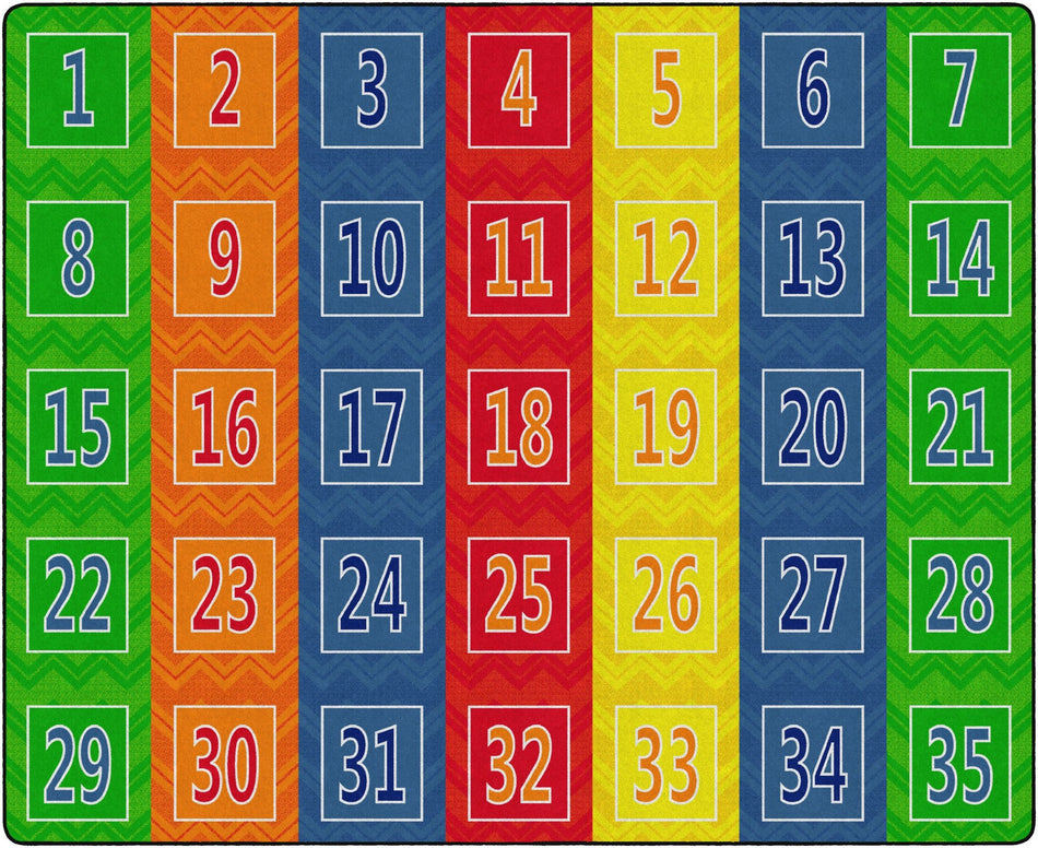 NUMBER CHEVRONS SEATS 35 PRIMARY RECTANGLE CARPETS 10'6 x 13'2