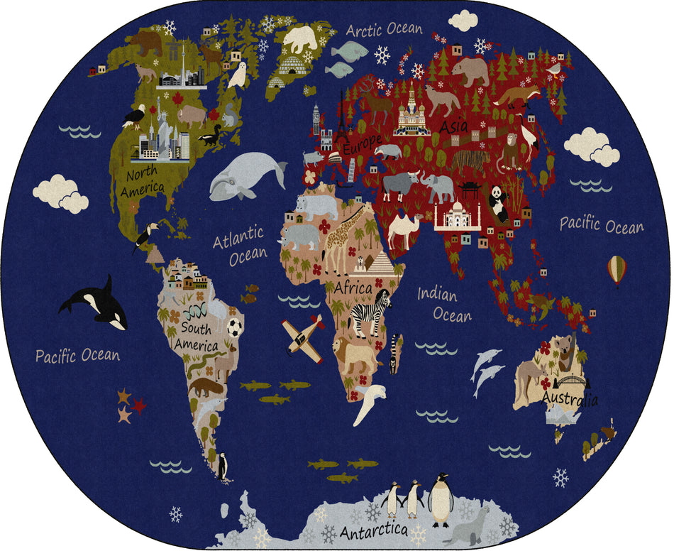 WORLD TRAVELER EARTH TONE OVAL CARPETS 10'6X13'2