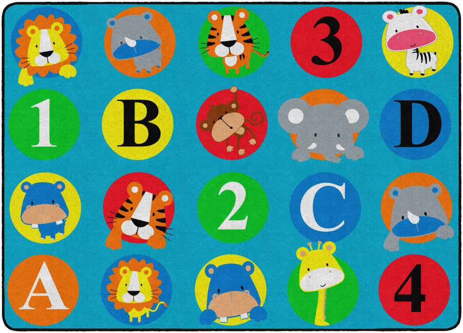ABC &123 ANIMALS-PRIMARY (Seats 20) RECTANGLE CARPETS 6'X8'4
