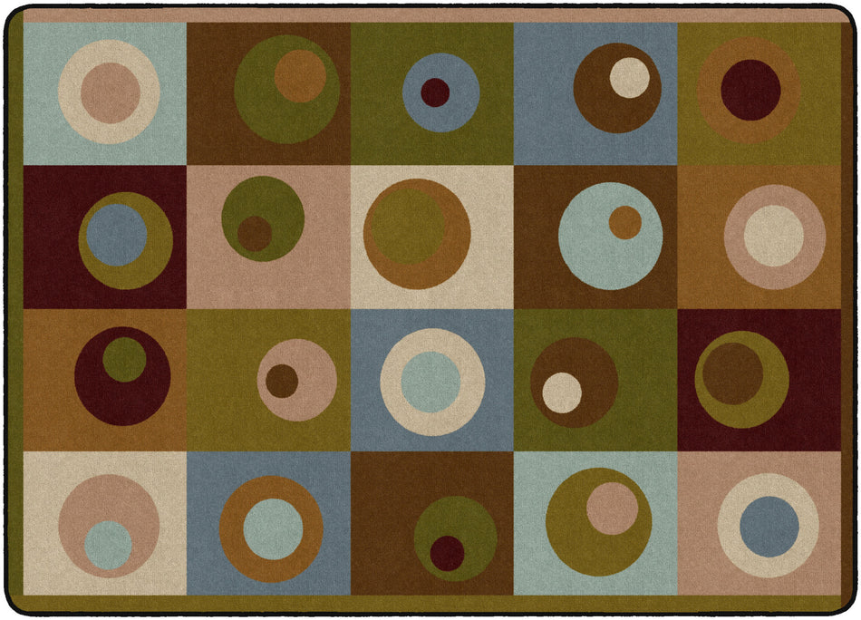 SILLY CIRCLES EARTH TONE RECTANGLE CARPETS 6 X 8'4