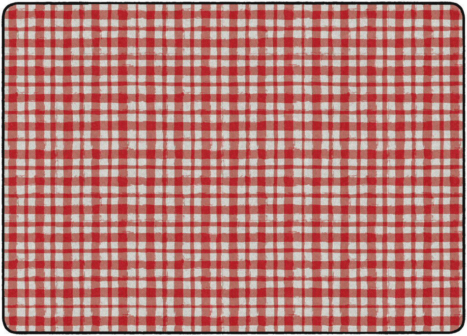 WATERCOLOR GINGHAM RED RECTANGLE CARPETS 6' X 8'4