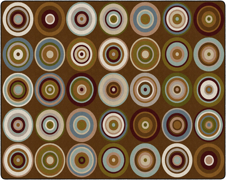 COLOR RINGS EARTH TONE RECTANGLE CARPETS 10'6" x 13'2"