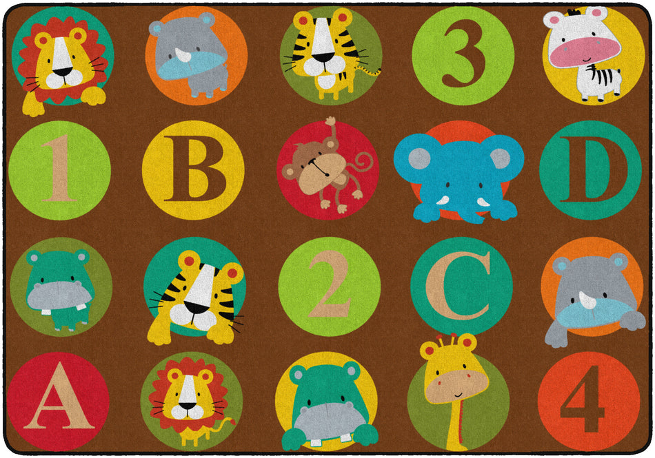 ABC AND 123 ANIMALS (DARK) (Seats 20) RECTANGLE CARPETS 6'x8'4