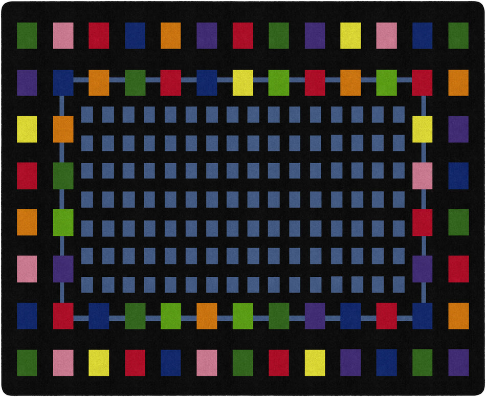 REBORDERED SQUARES BLACK RECTANGLE CARPETS 10'6 x 13'2