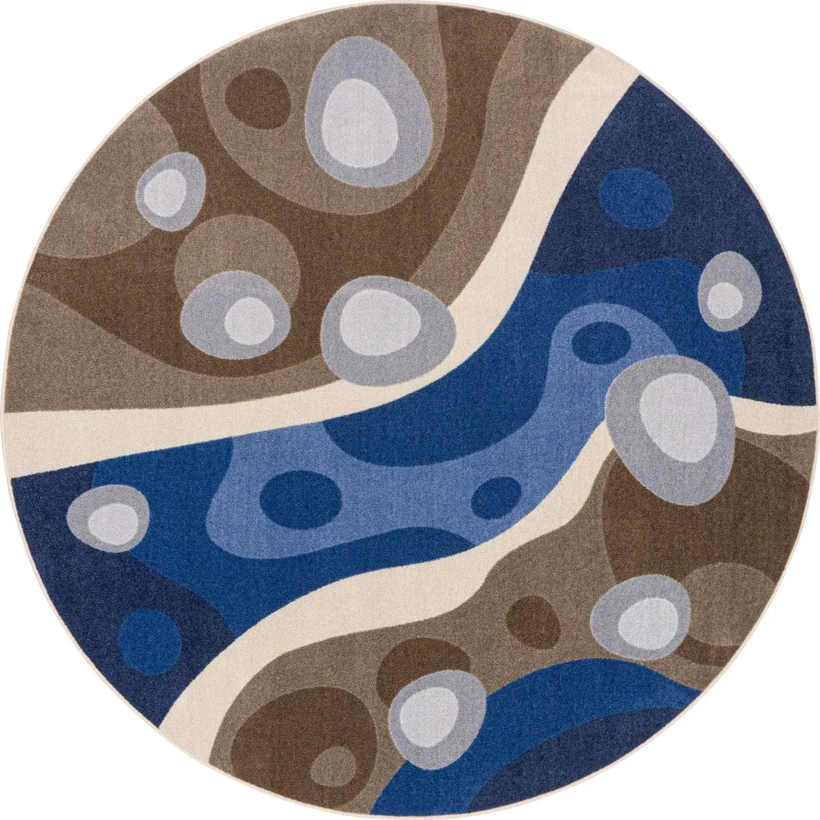 Serenity Brook 7'7" Round area rug in color Multi
