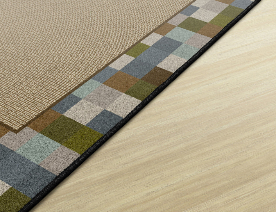 BORDER BLOCKS TEAL RECTANGLE CARPETS 4' x 6'