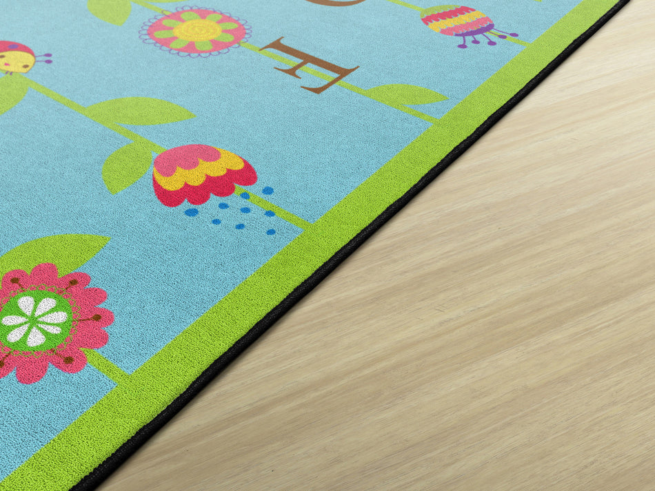 BLOOMING ALPHABET BLUE RECTANGLE CARPETS 7'6 x 12'