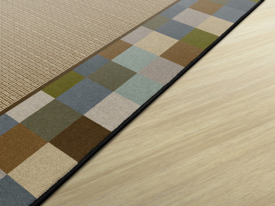 BORDER BLOCKS TEAL RECTANGLE CARPETS 6' x 9'