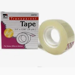Charles Leonard Transparent Tape, 3/4 Inch Wide x 1296 Inches Long, 1 Inch Core, 1 Roll/Box,