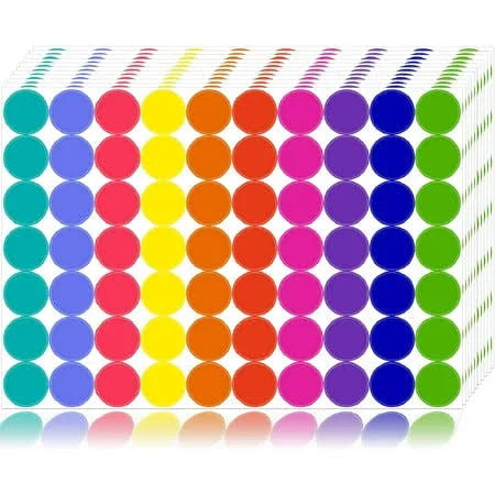 Assorted Primary Round Color Coding Labels, 5/16 Inches, 3,560 per pack