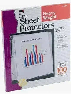 Top Load Crystal Clear Poly Sheet Protectors 100 Heavy Weight