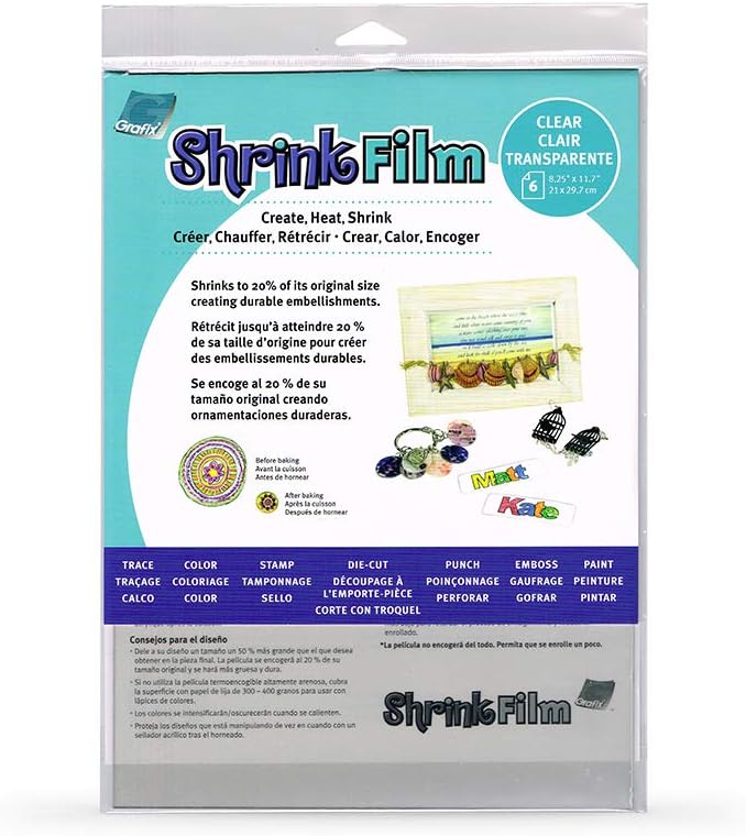 Grafix Shrink Film 8.5"x11" 6/Pkg-Clear