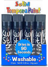 Kwik Stix Solid Tempera Paint Sticks Single Color BLACK, 12 Count Box -TPG-60010