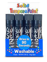 Kwik Stix Solid Tempera Paint Sticks Single Color BLACK, 12 Count Box -TPG-60010