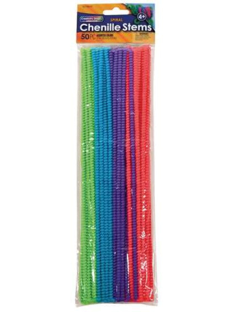 Spiral Stems, (Pipe Cleaners)12" Long, 6mm thick. Pack of 50