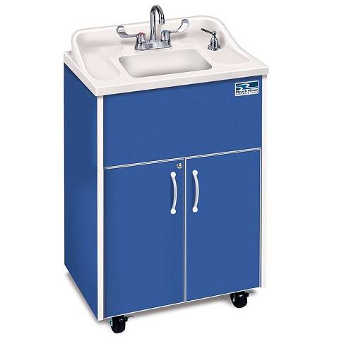 Children and Adults classroom Sink, Blue Cabinet With Stainless Steel Single Basin and White Counter top