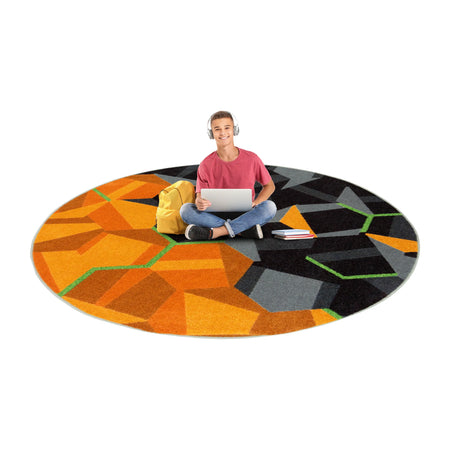 Stealth 13'2" Round area rug in color Tangerine