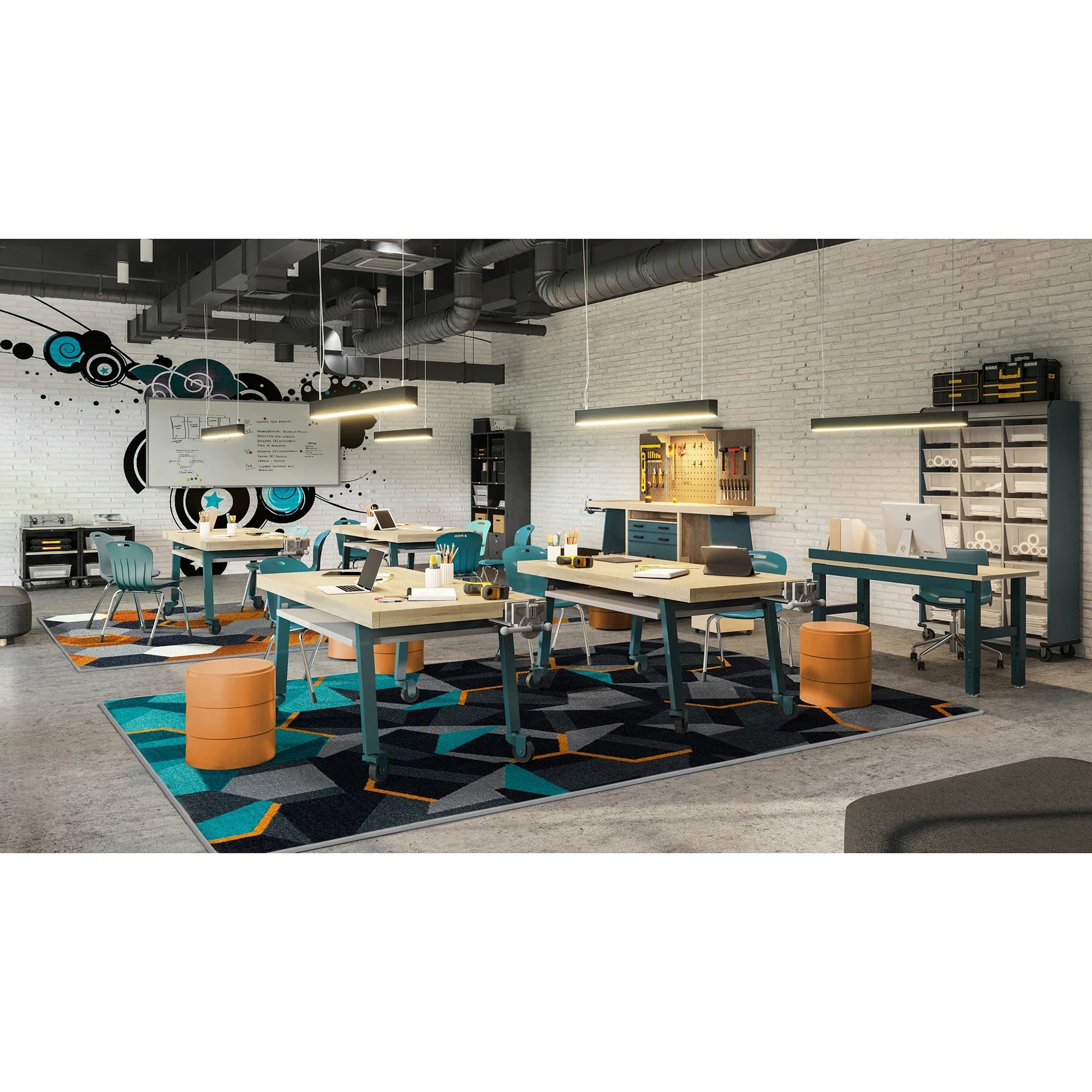 Stealth 5'4" x 7'8" area rug in color Teal