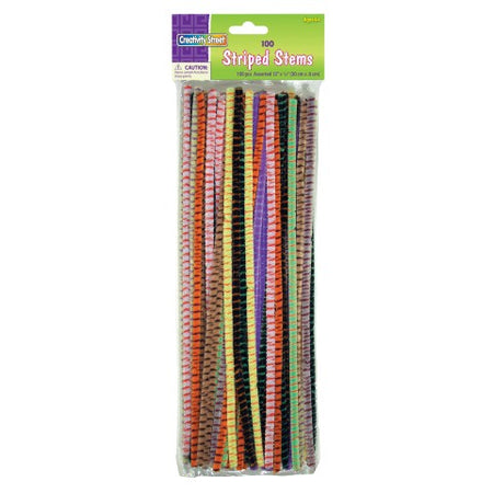 Striped Chenille Stems Pipe Cleaners 12 Inch x 6mm 100 per package