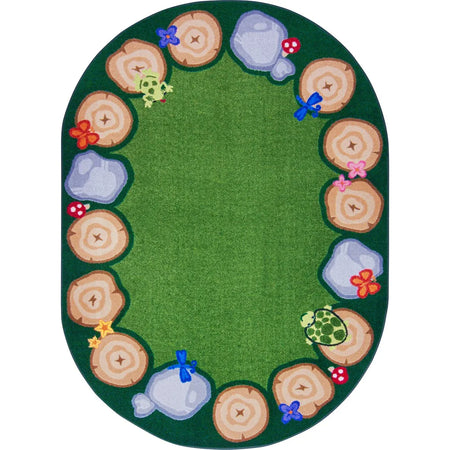 Stumped 10'9" x 13'2" Oval area rug in color Multi