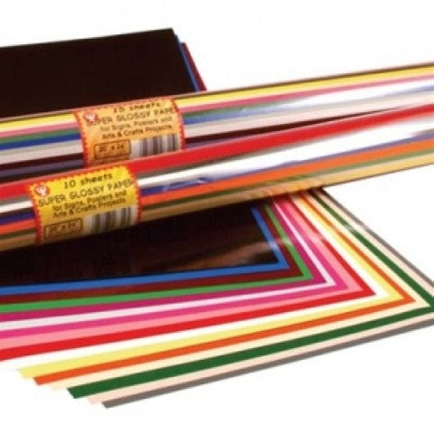 Hygloss Super Glossy Paper, 20" x 26", Assorted Colors, 10 Sheets