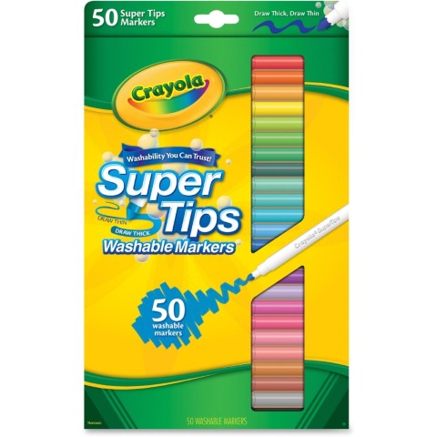 Crayola® Super Tips Washable Markers, Fine, Assorted, 50/Pack (BIN585050)