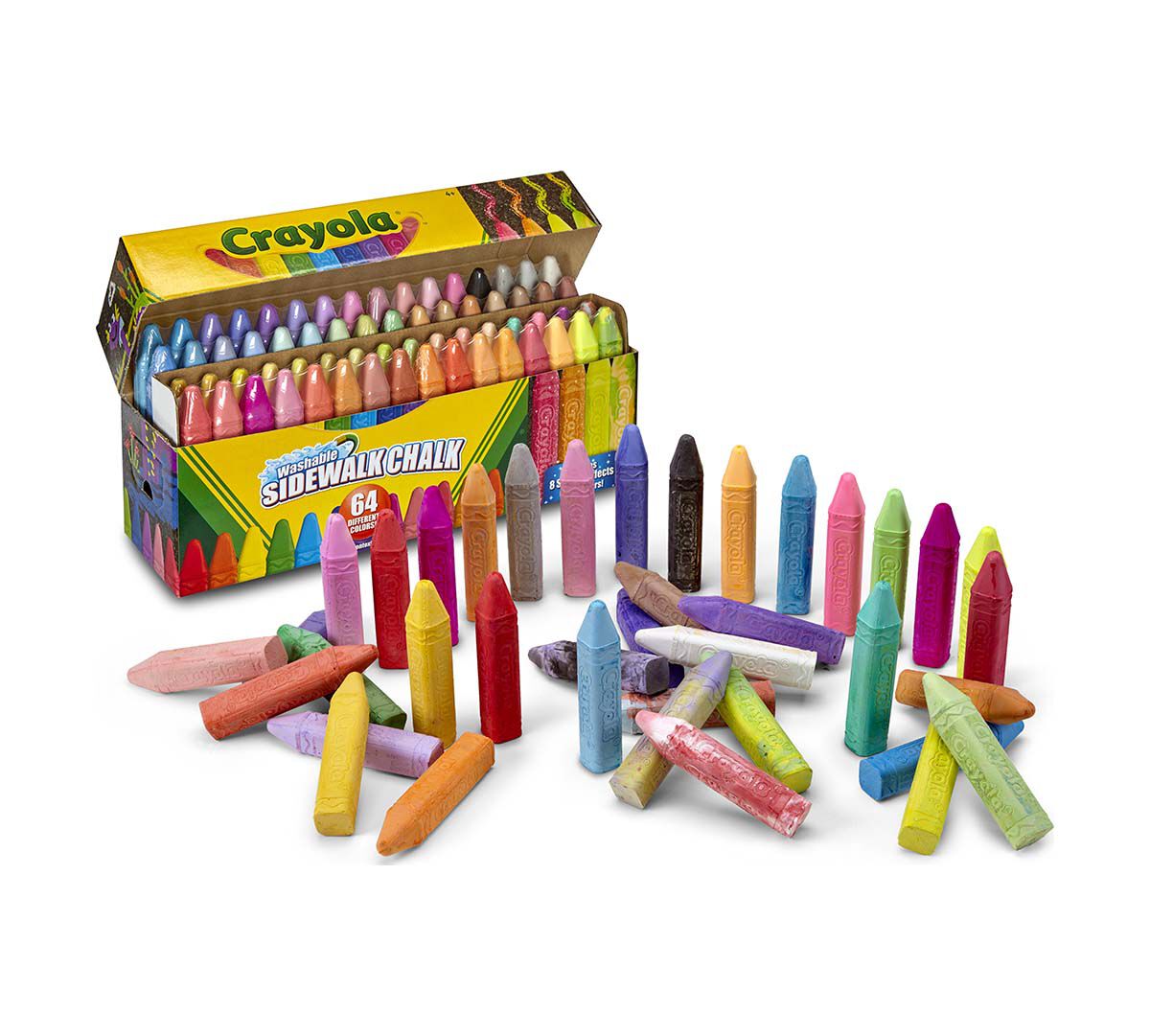Crayola® Washable Sidewalk Chalk, 64 Colored Chalk Sticks, (BIN51-2064)