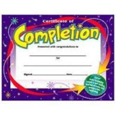 Colorful Classics Certificates of Completion 30 per pack, 8 ½" x 11"