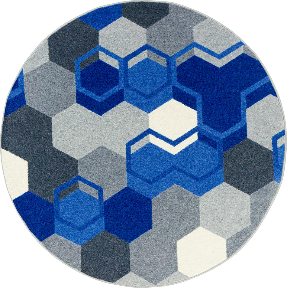 Team Up 13'2" Round area rug in color Blue