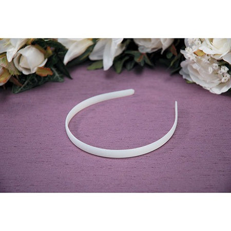 Plastic Headbands without Teeth 1/2" - White - 10mm - 12/Pkg