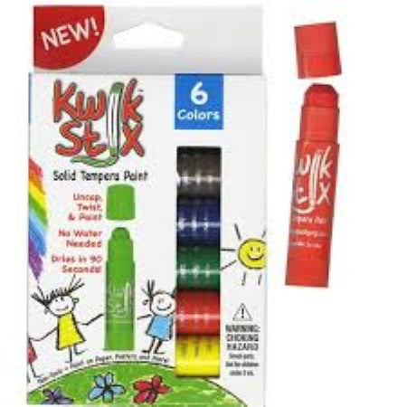 Kwik Stix Solid Tempera Paint Sticks 6 colors Primary (TPG601)
