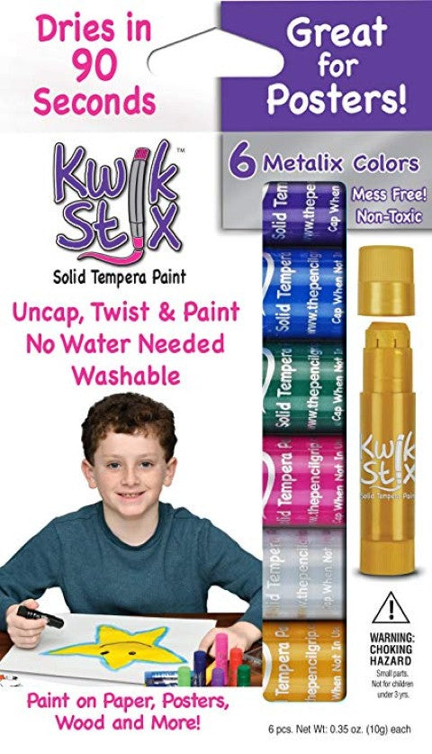 Kwik Stix Solid Tempera Paint Sticks 6 colors Metalix (TPG613)