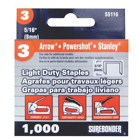 Surebonder Light Duty 5/16-Inch , Arrow JT21 Type, 5580, 1000 Count 55116
