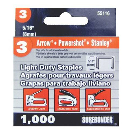 Surebonder Light Duty 5/16-Inch , Arrow JT21 Type, 5580, 1000 Count 55116