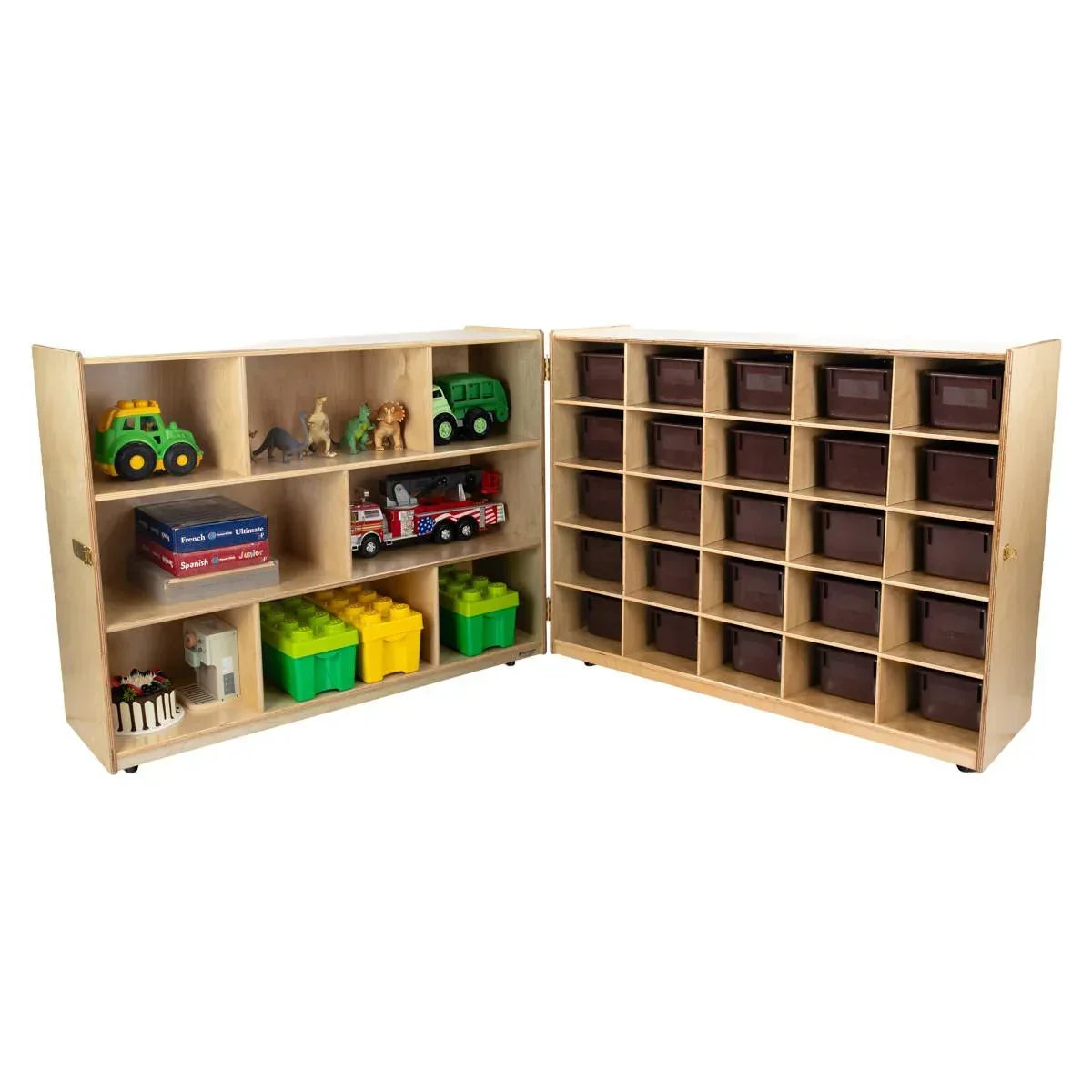 Tray and Shelf Folding Storage with (25) Brown Trays