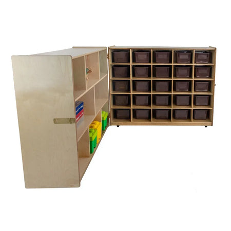 Tray and Shelf Folding Storage with (25) Brown Trays