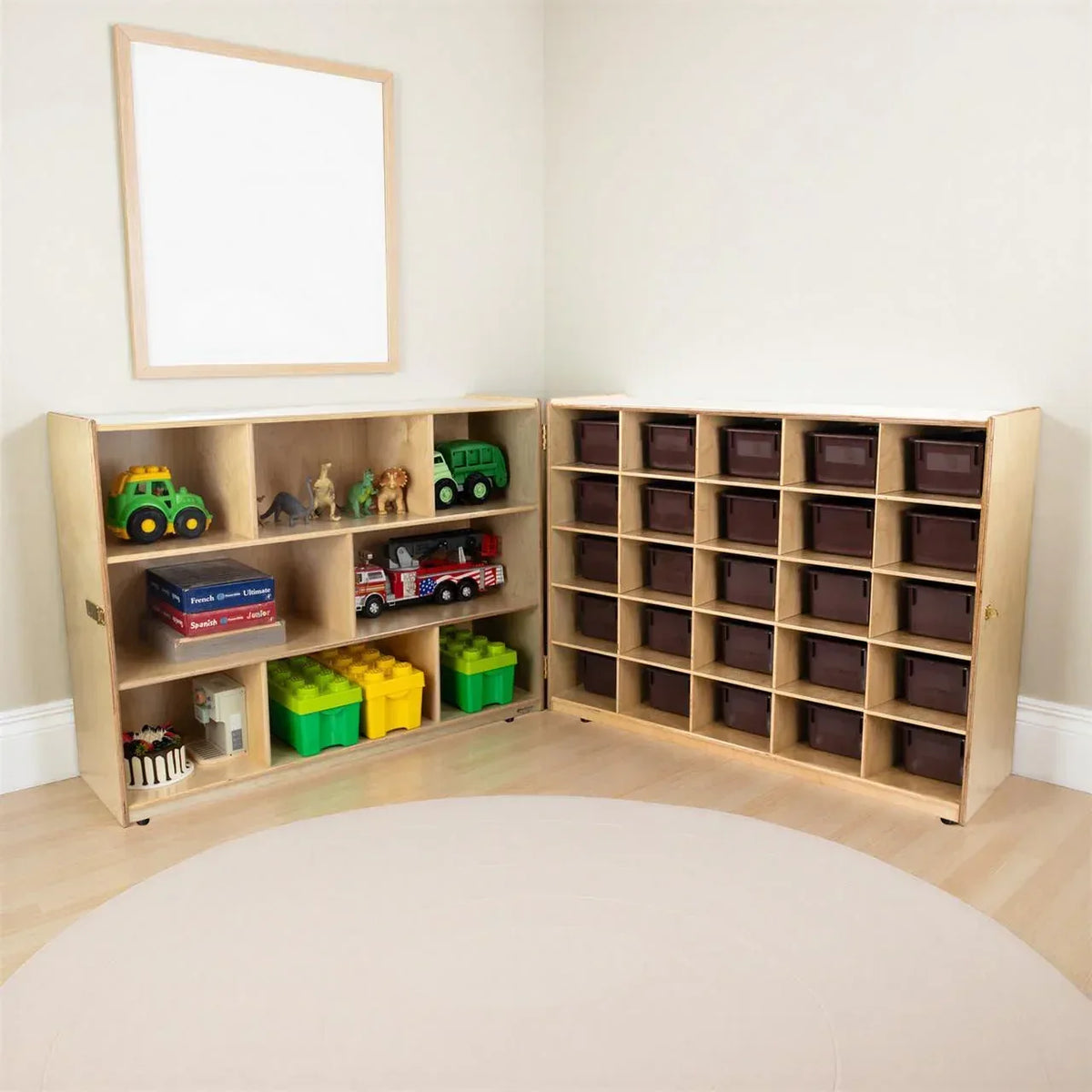 Tray and Shelf Folding Storage with (25) Brown Trays