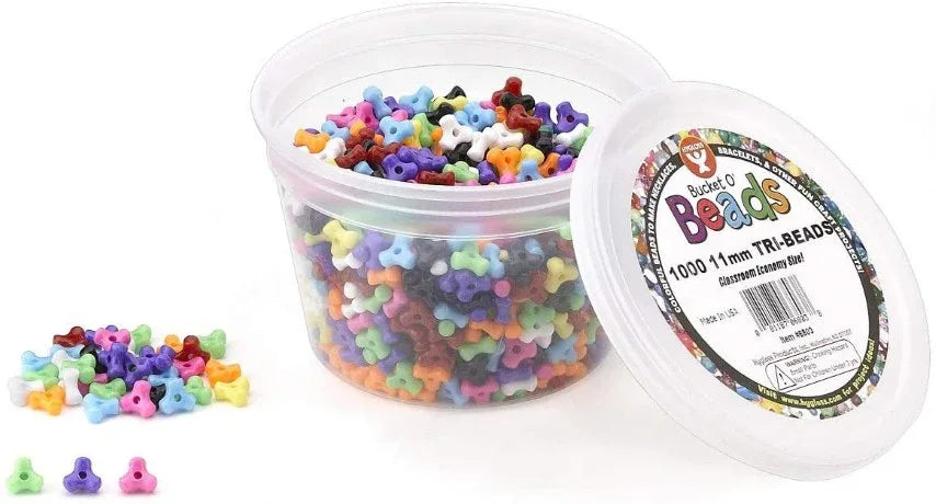 Tri-Beads,11 mm - 1000/PKG. Opaque Multi