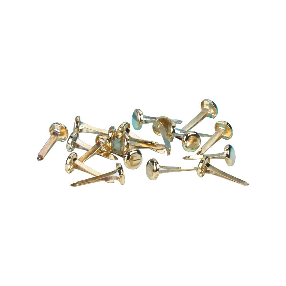 Paper Fasteners, Round Head, Brass Plated 3/4 Inches Shank, 8 mm Head, 100/Box, (3RH)